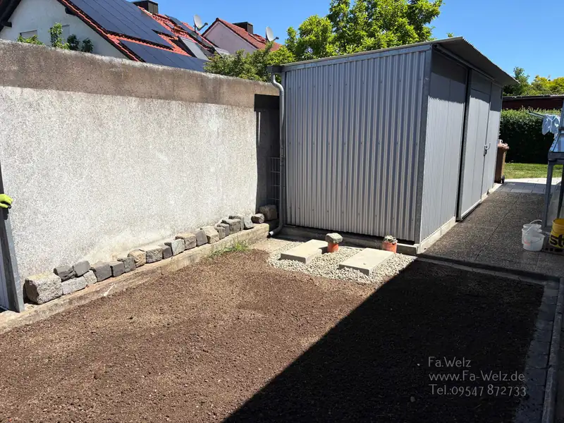 Fundament für Wärmepumpe – Erdarbeiten und fertiges Fundament (nachher)